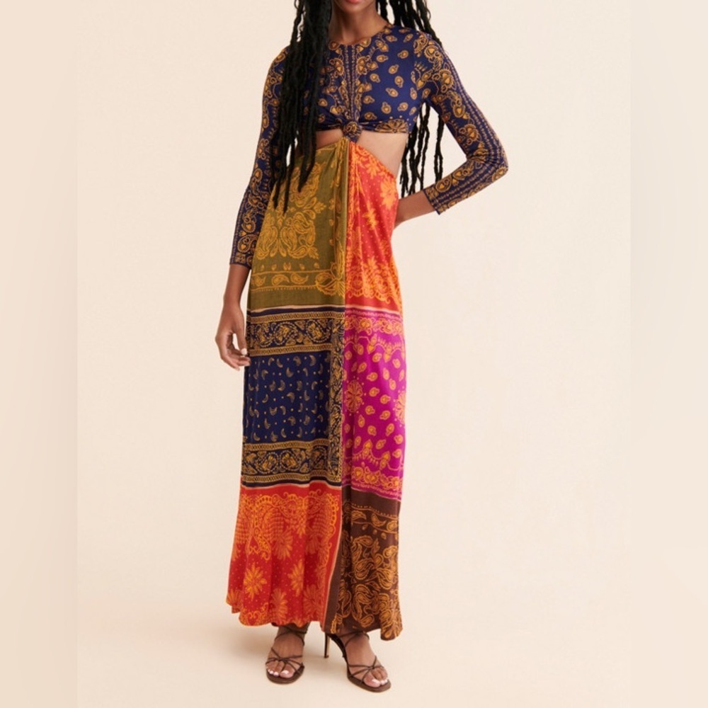 Farm Rio Bandana Dream Cut Out Maxi Dress Size M - Picture 3 of 14